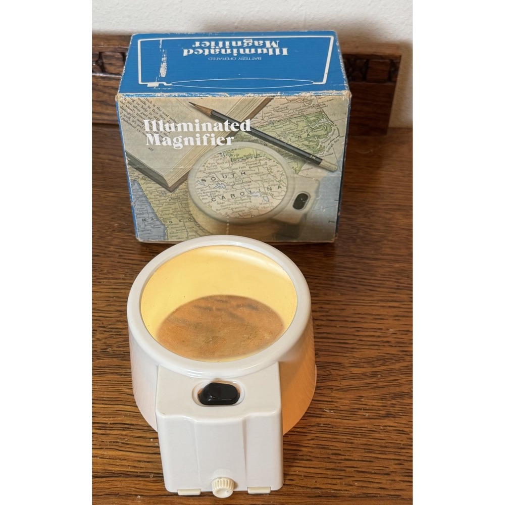 Vintage Interpur Illuminated Magnifier 3X Power 90mm Lens Hong Kong Tested